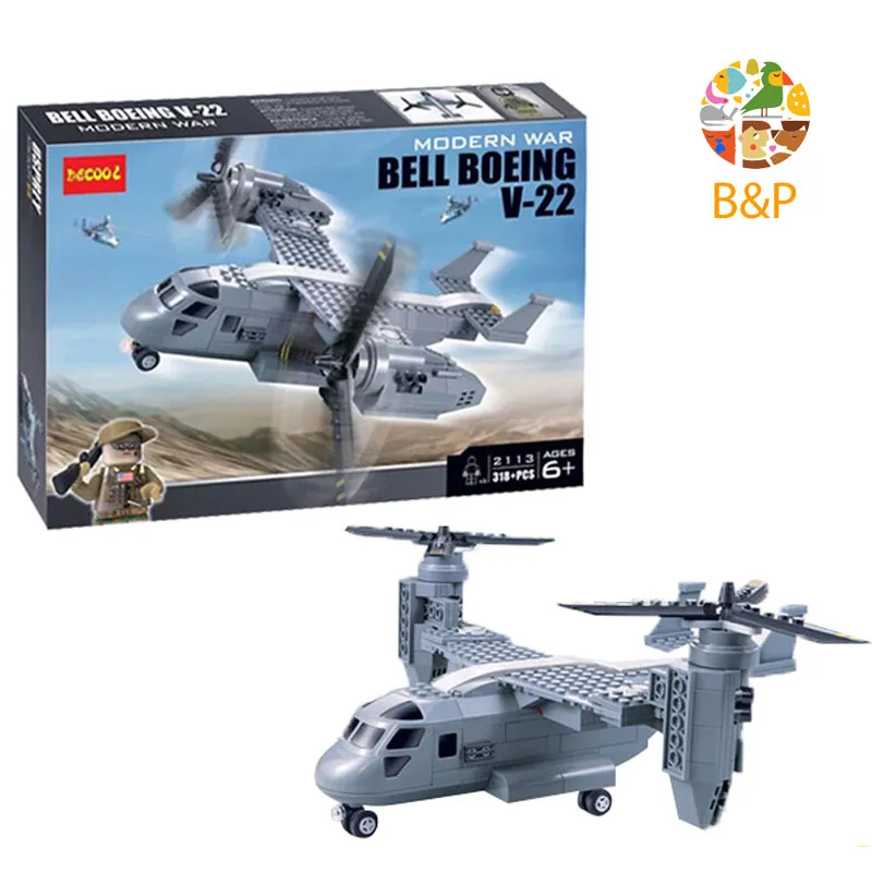 

Decool 2113 V-22 BELL Building Block PLANE HOVERCRAFT Block Educational Toy Block DIY Bricks Compatible With 60021
