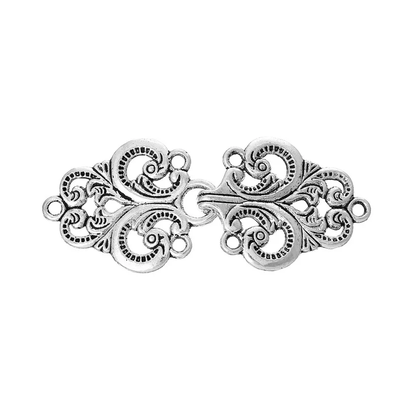 

MJARTORIA 10Sets Toggle Clasps For Jewelry Making Silver Tone Rhombus Hollowed Pattern Carved DIY Jewelry Findings 6.7cm x2.8cm