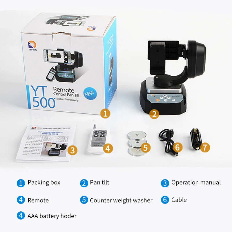 360 Degree Motorized Wireless Remote Control Pan Tilt Panoramic Ballhead Tripod Head for Smartphone Live Gopro Camera YouTube