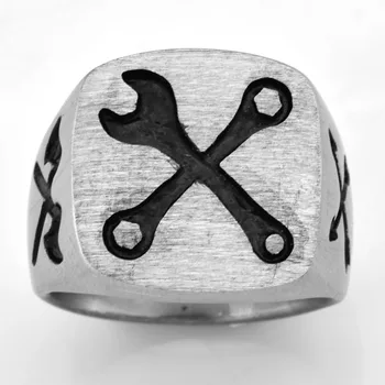 

FANSSTEEL Stainless steel jewelry cross spanner wrench cross arrow cross axe ring matting FSR20W35