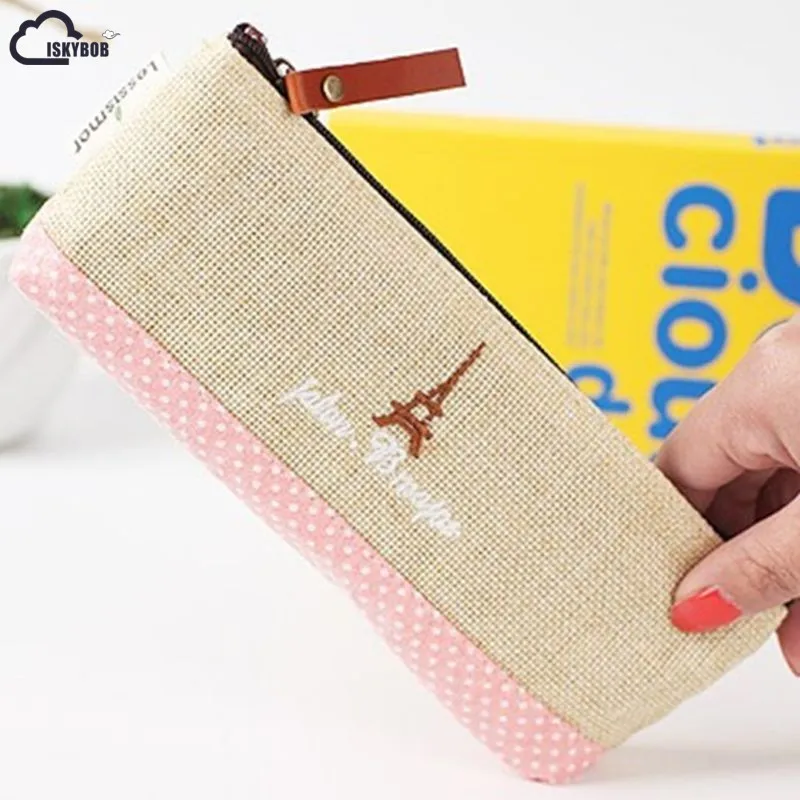 

ISKYBOB Vintage Pencil Pen Case Cosmetic Makeup Bag Pouch Holder Women Cosmetic Bags Fresh purse Coin case Free Shipping
