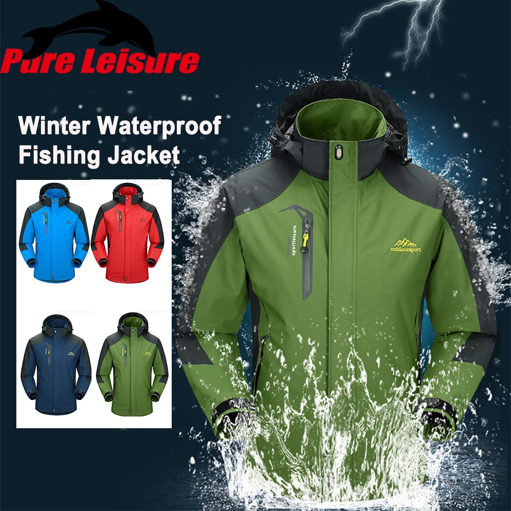 

PureLeisure New Waterproof Man Winter Fishing Windbreaker Outdoor Trekking Hiking Camping Jacket Fishing Overcoat L-5XL