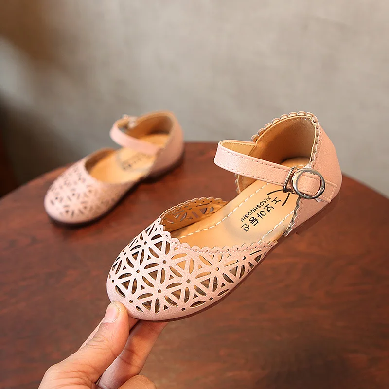 

AFDSWG girls sandals summer kids shoes hollow low heel sandal princess pink beach sandals girls black little kids shoes