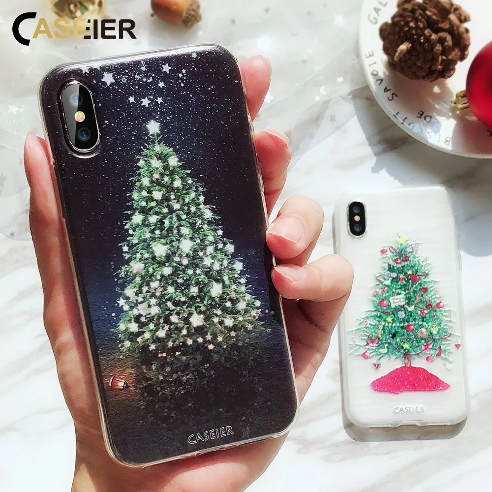 

CASEIER Phone Case For iPhone 11 X 7 8 6s 6 Plus 3D Christmas Patterned Silicone Case For iPhone X XR 11 Pro XS Max Cover Funda
