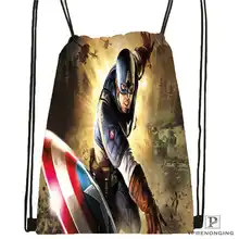 Пользовательские капитан-Америка-походная сумка на шнурке милый рюкзак для детей(черная спина) 31x40 см#180612-02-29