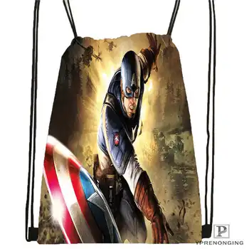 

Custom Captain-America- Drawstring Backpack Bag Cute Daypack Kids Satchel (Black Back) 31x40cm#180612-02-29