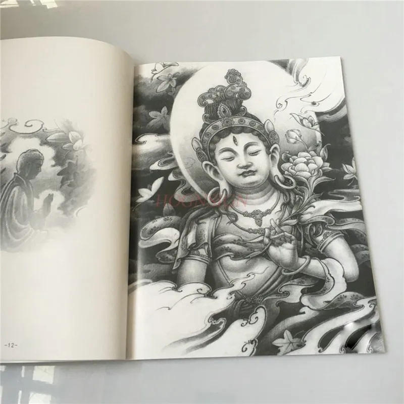 

Tattoo Pattern Manuscript Book Bodhi Three Small Still Tattoos Atlas Guanyin Tatoo Black Gray Sketch Books Carving Drawing