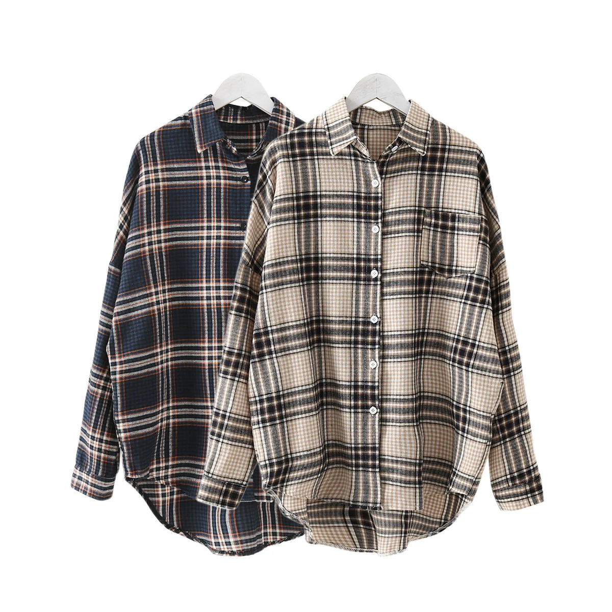 

2019 Plaid Women Blouse Spring Vintage Long Sleeve Women Cotton Shirt Clothes Roupa Feminina korean Women Blouses Blusas Mujer