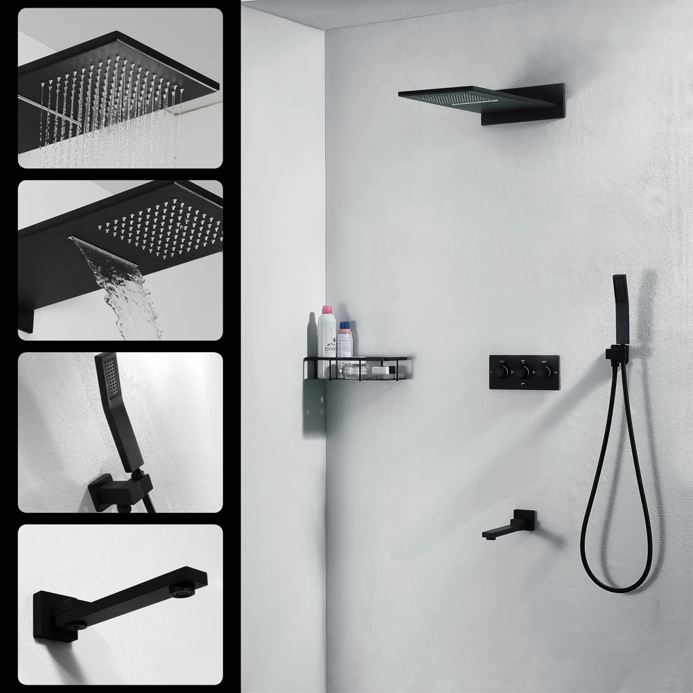 

HIDEEP Black Bronze Bathtub Shower Set Mixer Faucet Rainfall Shower Head with Handheld Shower Bathtub Mounted On Wall