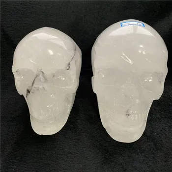 

GJ Hand Carved Cool 11cm-13cm Natural Clear Quartz Crystal Reiki Skull for Dec 2.08KG-2.87KG