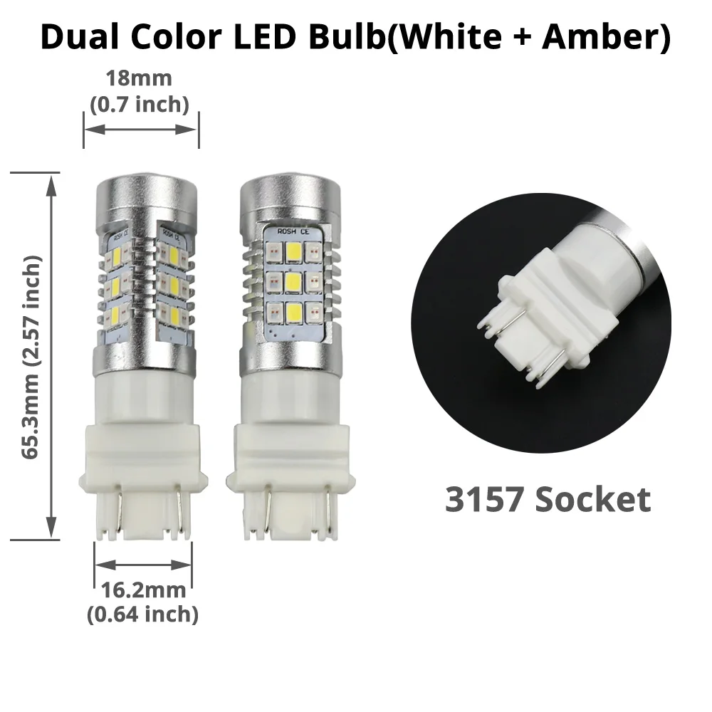 DMEX 2 шт. переключатель двойной цвет Автомобильный светодиодный светильник лампы T25 3157 P27/7 Вт белый+ янтарный/желтый с указателем поворота, 3157NA, 3157K