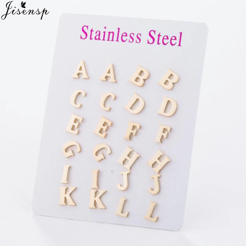 Jisensp Fashion Tiny Initial Letter Earrings Personalize Bridesmaids Gift Cute Alphabet Stud Earrings Everyday Jewelry brincos