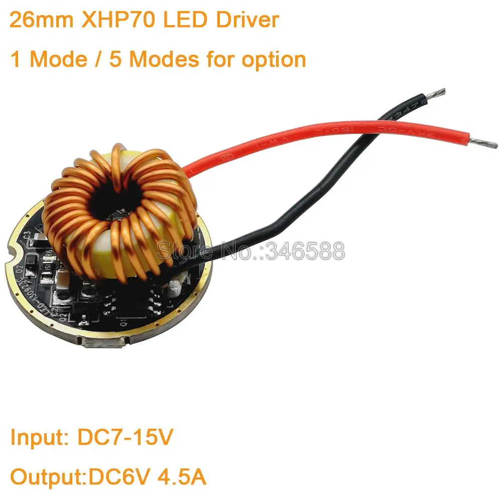 Светодиодный драйвер Cree XLamp XHP70 6 в 26 мм яркий вход 4000 мА выход 4 а 5 режимов или 1