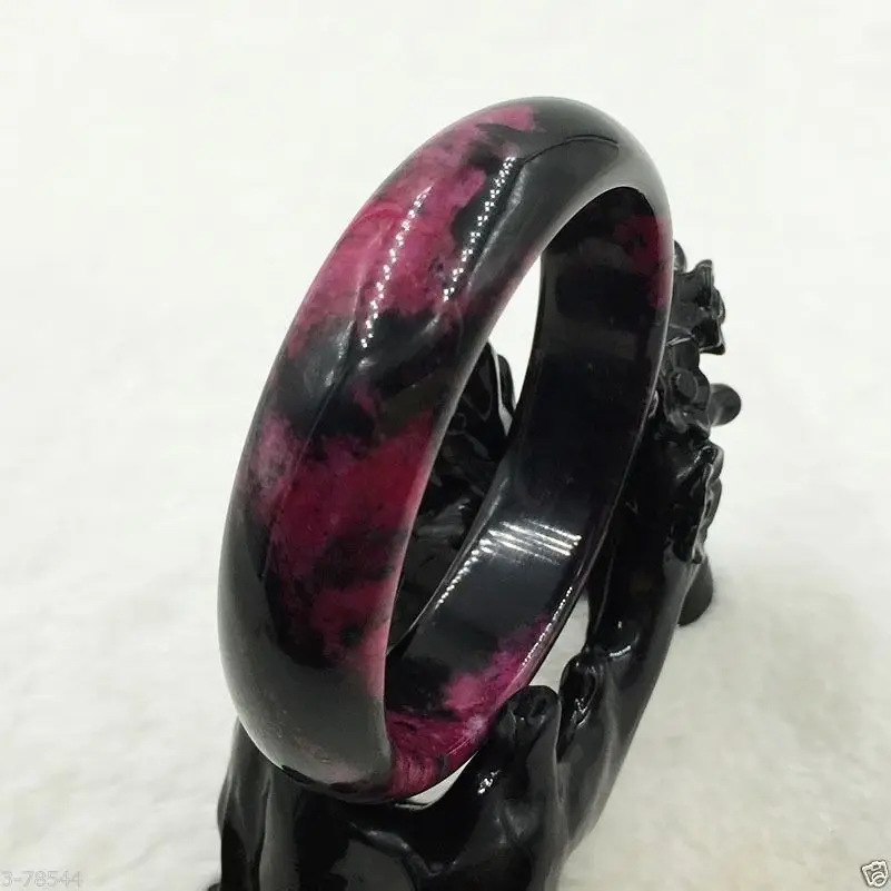 

Chinese Natural Black Lavender Peach Nephrite Jade & Gems Bracelet Bangle