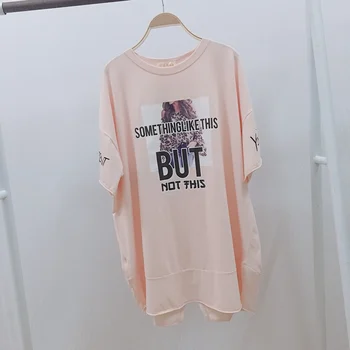 

2019 new loose wild short-sleeved trend T-shirt Korean fashion letter print pregnancy dress