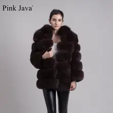 Розовый java QC5073 Новое поступление высокое качество женская шуба из натурального Лисьего меха натуральный мех короткое пальто длинные рукава с воротником