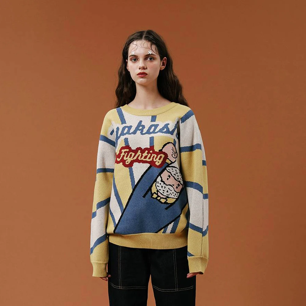 Fashion Original Design Spring Ladies Pullover Sweaters Thick Warm Female Playful Knitted Jumper Tops Loose High Quality Letters | Женская