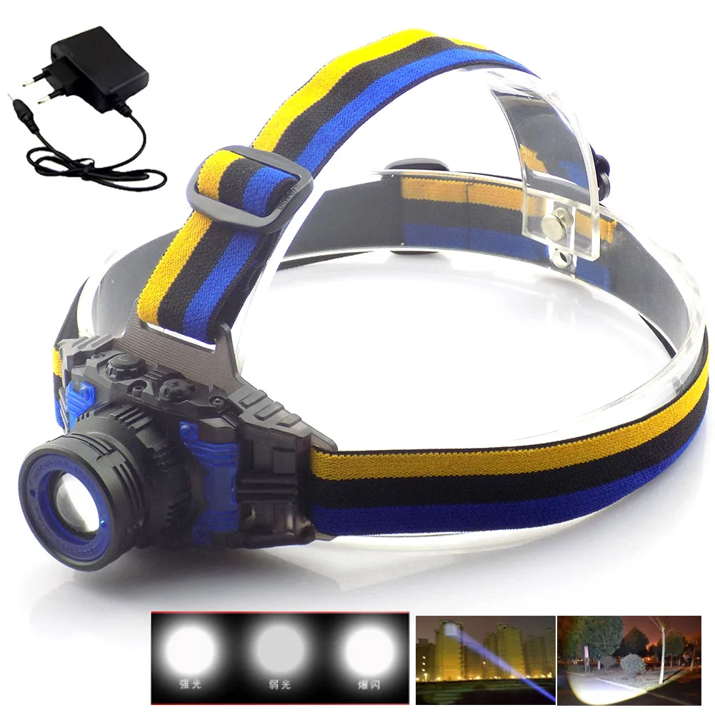 Powerful Q5 Headlamp Rechargeable Zoomable Focus Frontale LED Head Lamp Flashlight Torch Headlight for font b