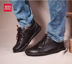 WeiDeng/обувь из натуральной кожи для диабетиков, мягкие оксфорды в британском стиле, модная мужская обувь на шнуровке, модельные офисные
