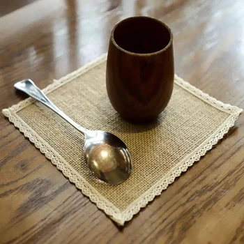 

12pcs 4sizes jute Cup Mat Tableware mat burlap placemat Coaster rustic wedding table centerpieces vintage wedding decoration