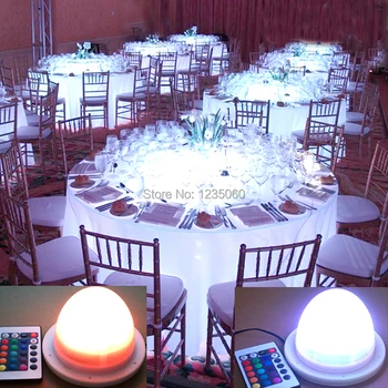 

NEW DHL 50 PCS Rechargeable Lithium Battery Operated Multicolors RGB LED Under Table Light With Remote Controller Wedding Decor