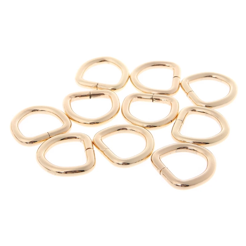 10pcs 2cm Metal Strap Belt Web D Ring Bags Buckle Clasp Handbag Leather Bag Purse Bag Accessories - Color: Gold