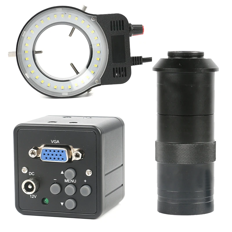  2.0MP 1080P HD VGA Digital Electronic Industrial Video Microscope Camera + 100X C-mount Lens + 32 L