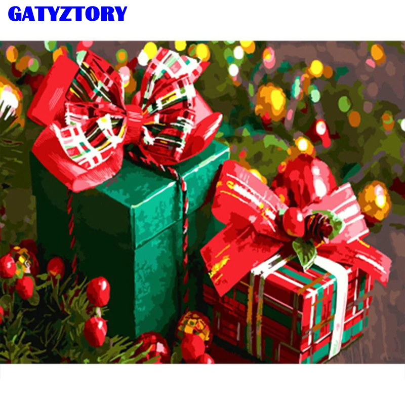 GATYZTORY frame Christmas gift diy painting by numbers acrylic wall art