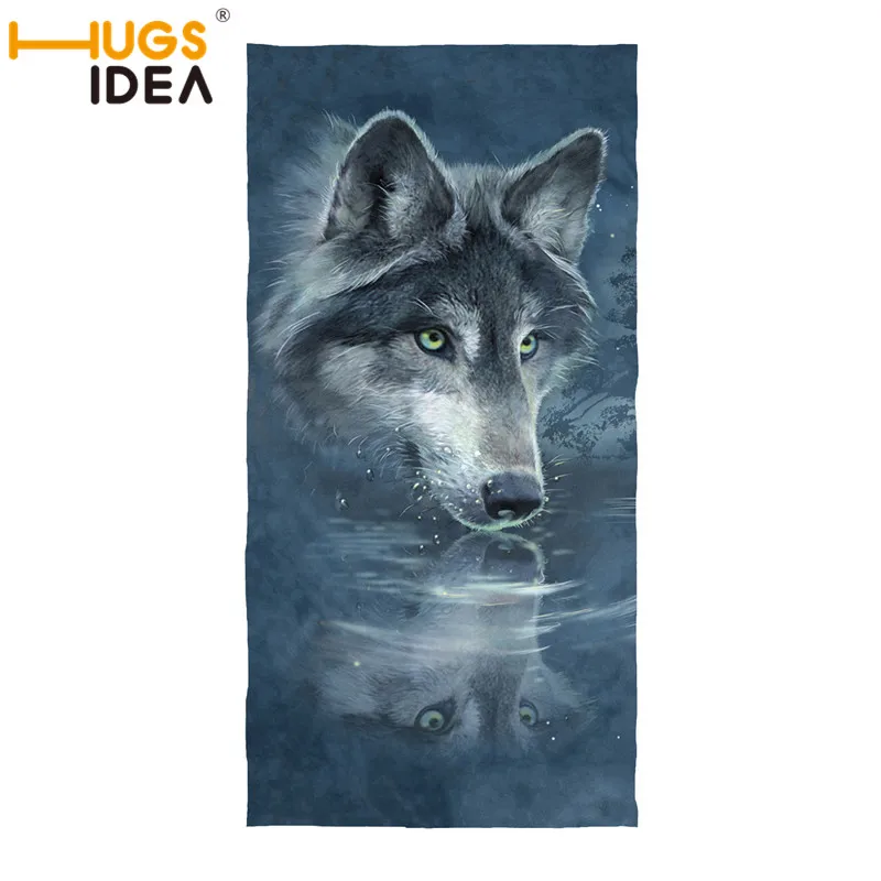 HUGSIDEA Wolf Night Print абсорбирующее банное полотенце Moon спортивные пляжные полотенца