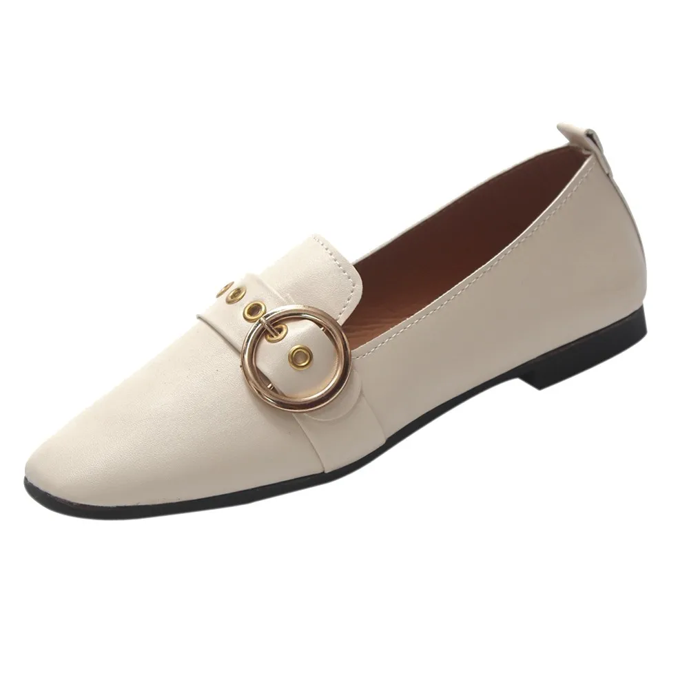 

New Casual Outdoor Toe Flat High Quality Fashion Women British Single Shoes Shallow Mouth Small Shoes Flat Shoes 2019