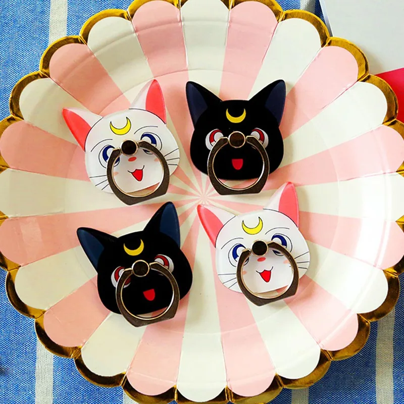  Anime Sailor Mond Kristall Figur 360 Grad Finger Ring Halter Für Iphone Für Ipad Luna Schwarz Katze