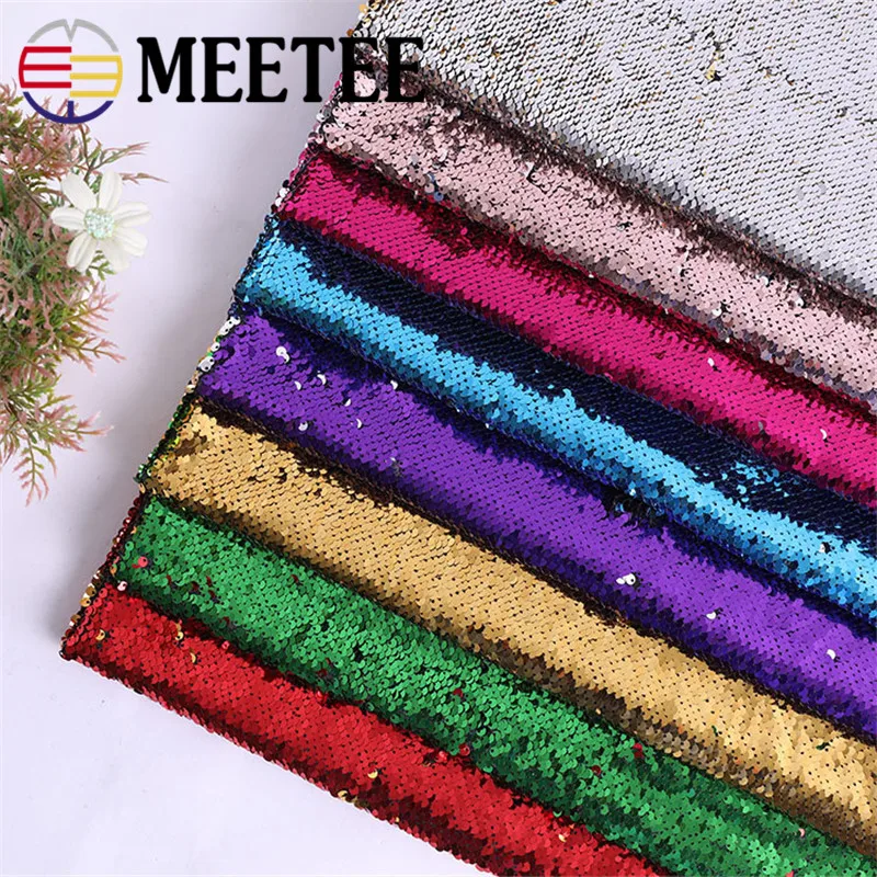 Buy 2018 MEETEE 2 meters 5mm flip Sequins embroidered