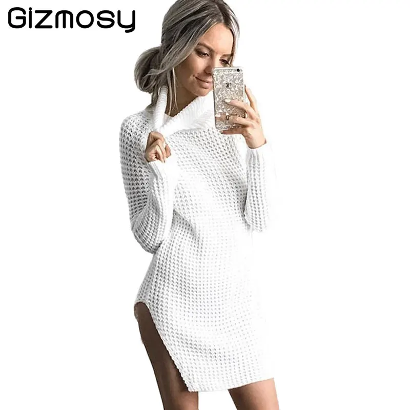 

Casual Turtleneck Short Knitted Sweater Dress Women Cotton Slim Bodycon Dress Pullover Female Autumn Winter Dress 2017 BN1759
