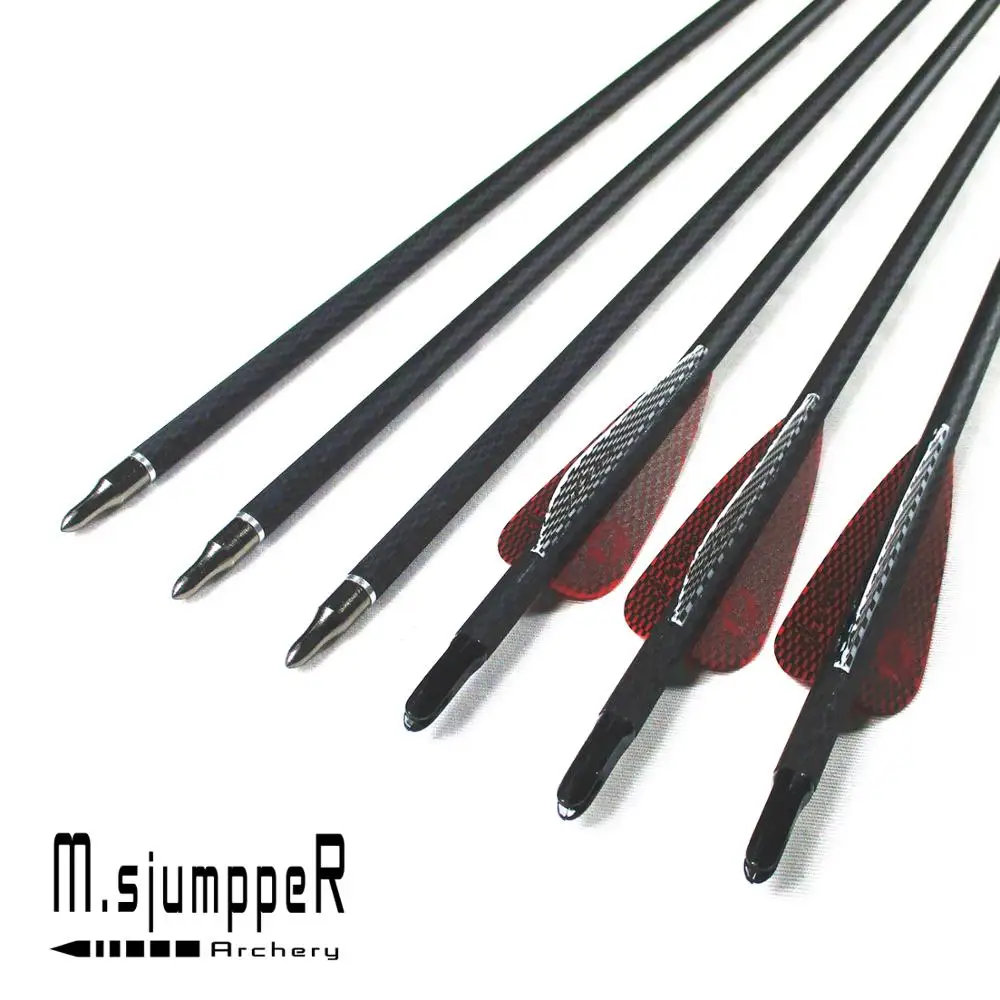 6 Pack Archery Arrows 340/400/500 Spine Carbon Arrows 28/29/30 inch