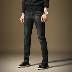 Зима Новая версия кашемир мужские джинсы повседневные штаны прямые джинсы мужские теплые джинсы для мальчиков Бесплатная доставка