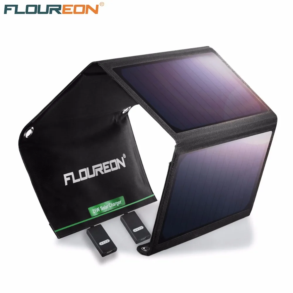 

FLOUREON 21W Solar Panel With Dual USB Port Waterproof Foldable Solar Charger For Smartphones Tablets And Camping Travel