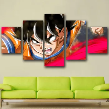 

5pcs Wall Art Canvas Japan Dragon Ball Z Gohan Poster Print Hot Anime Wall Art Painting Art Pictures For Living Room Home Decor