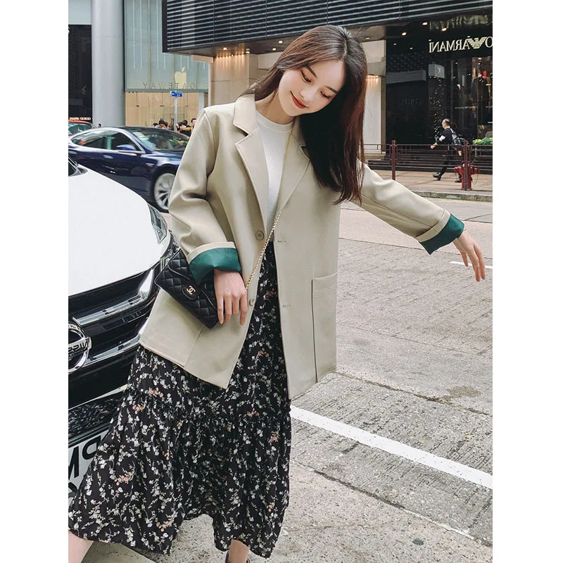 Женская куртка с длинным рукавом из сплошного цвета с длинным рукавом Женский офисный пиджак Модный пиджак темперамент пиджак женский 2019