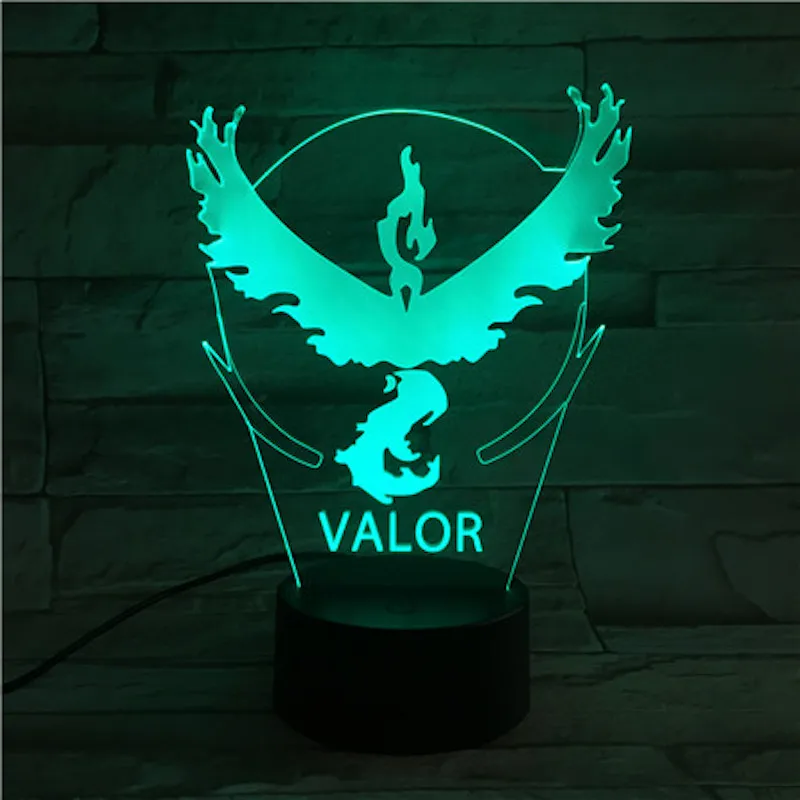 

Pokemon Go Team Valor Children's Nightlight LED Touch Sensor Bedroom Decorative Lamp Holiday Gift Night Lamp USB Team Valor