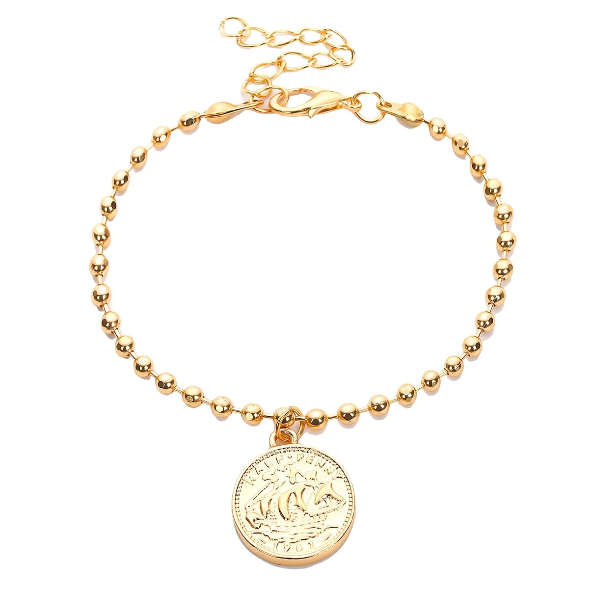 

Vintage Coin Bracelet Beads Bracelet Metal Gold Charm Fashion Jewelry for Women Ladies Femme Mujer Pulseiras Sieraden Taki 2019