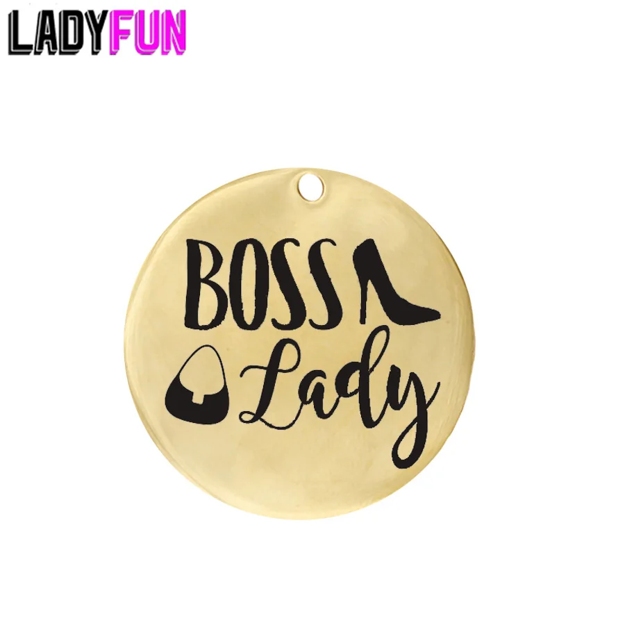 

Customizable Stainless Steel Boss Charms Boss Lady Feminist Motivational Pendant Charm Gifts For Her DIY Jewelry Making