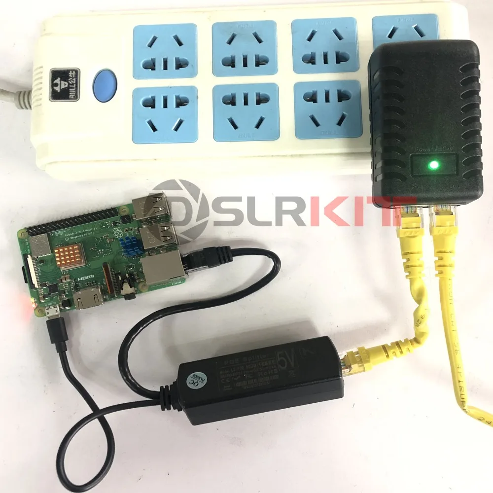DSLRKIT Gigabit Raspberry Pi 3B + Plus PoE Kit (разветвитель инжектор) Micro USB 5V 2.4A|Сетевые адаптеры c