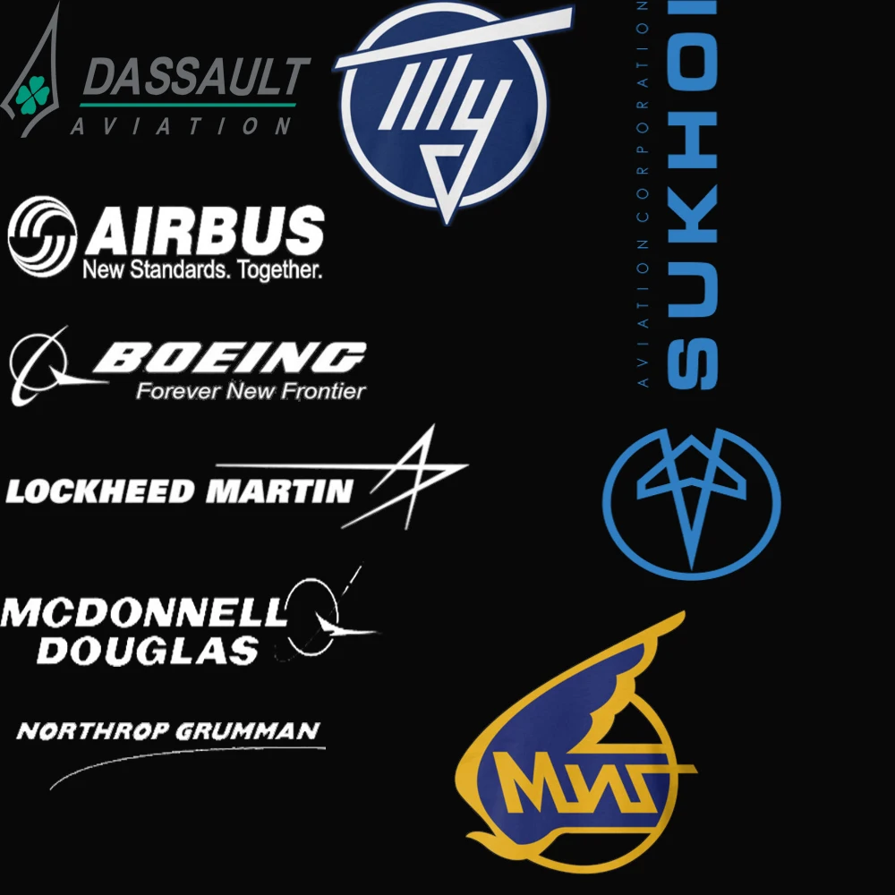 Мужские футболки MCDONNELL DOUGLAS Mikoyan MIG Northrop Grumman Sukhoi BOEING AIRBUS LOCKHEED MARTIN Dassault Aerospace