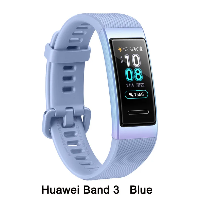 Смарт-браслет Huawei Band 3& 3Pro, 0,95 дюймов, трекер для плавания, водонепроницаемый, Bluetooth, фитнес-трекер, сенсорный экран - Цвет: Band 3 Blue