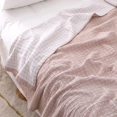 6 слоев марли хлопок полотенца ткань плед лето Стёганое одеяло кондиционер пледы одеяла чехлы для диванов покрывало DYBK50 - Цвет: Camel