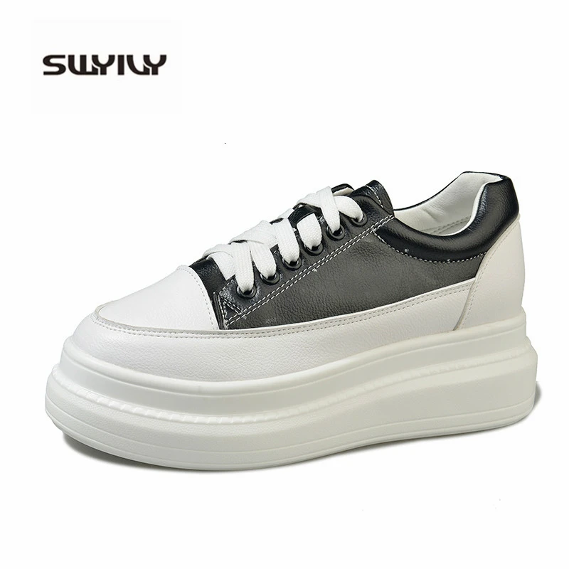 

SWYIVY Women's Sneakers 2019 New Autumn White/black Sneakers Female White Shoes Women Casual Shoes Breathable Chunky Sneakers