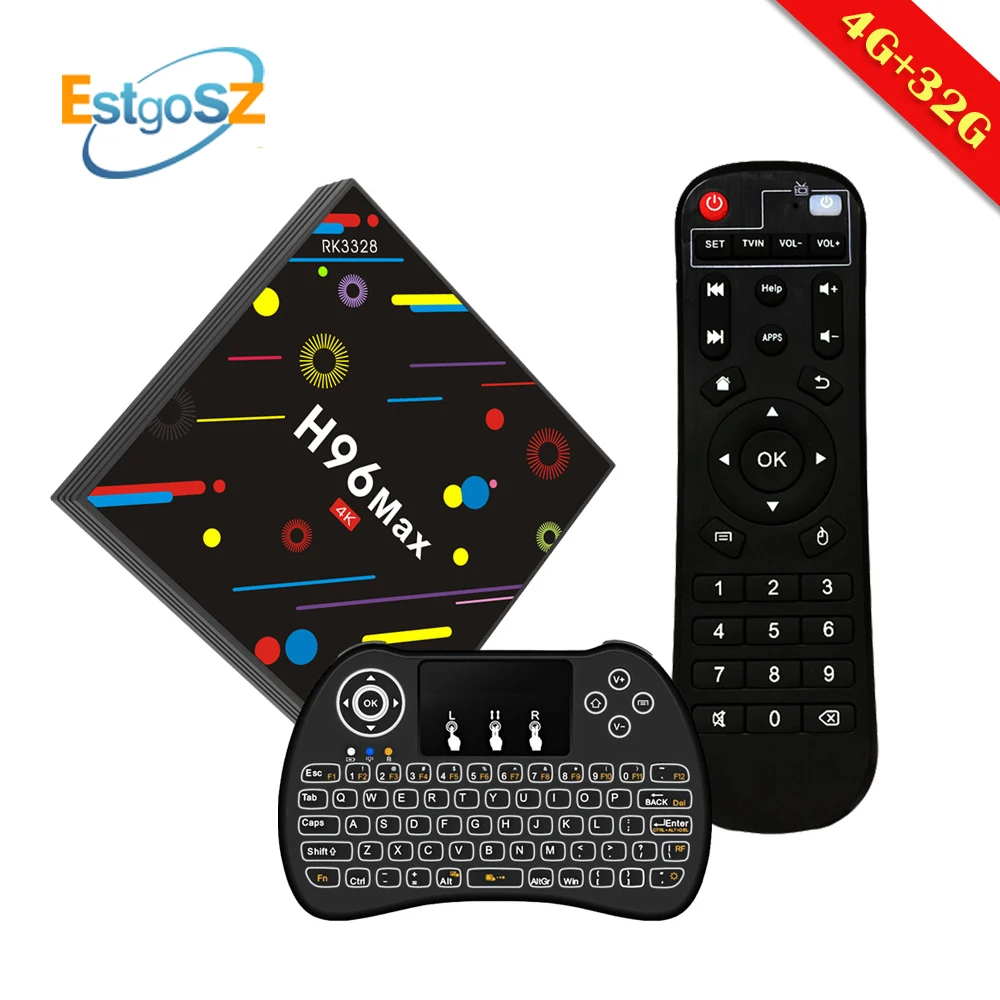 

H96 Max H2 EstgoSZ Smart TV Box 4GB RAM 32GB ROM Android 7.1 Media Player h96pro Set Top Box RK3328 Include Russian keyboard