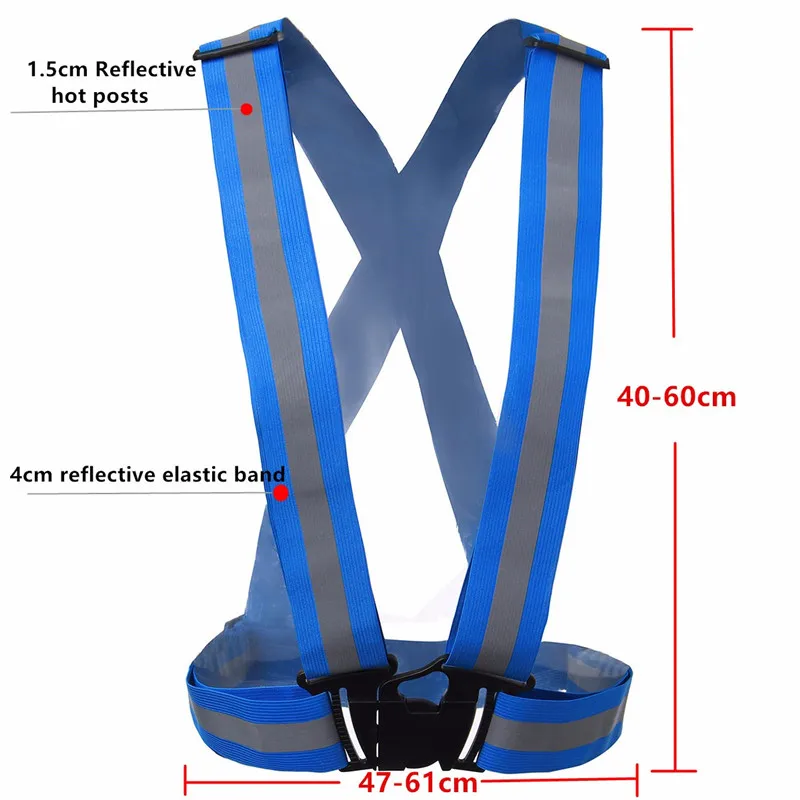 Adjustable high visibility Cycling Reflective Vest Belt Chaleco Reflectante Bicicleta Night Jacket Run Cycling Vest Drop Ship