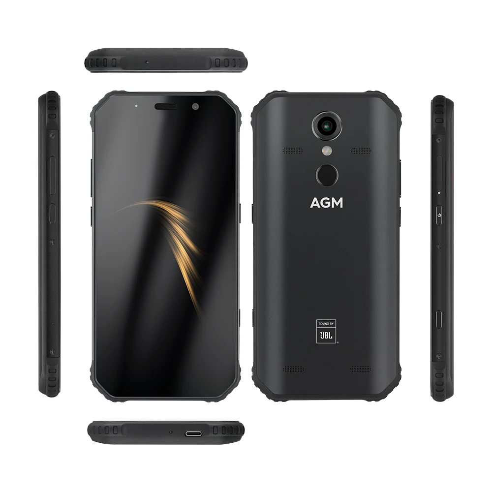 AGM A9 Co-Branding 5,99 "FHD + 4G + 32G Android 8,1 прочный телефон 5400 mAh IP68 водонепроницаемый смартфон Quad-Box колонки