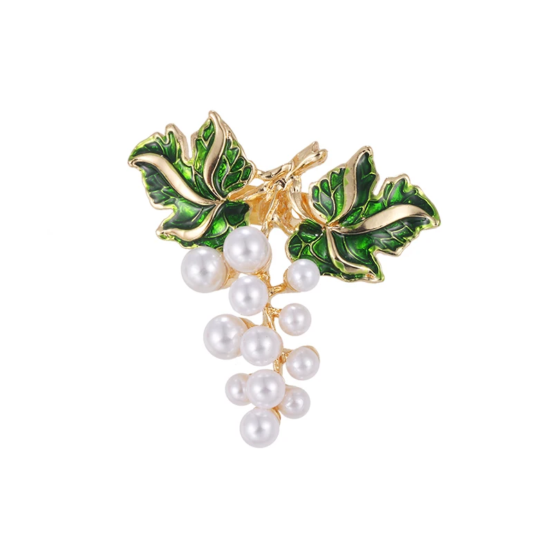 

WEIMANJINGDIAN Brand New Arrival White Graple and Green Leaf Brooch Pins for Women or Girls Jewelry Gifts